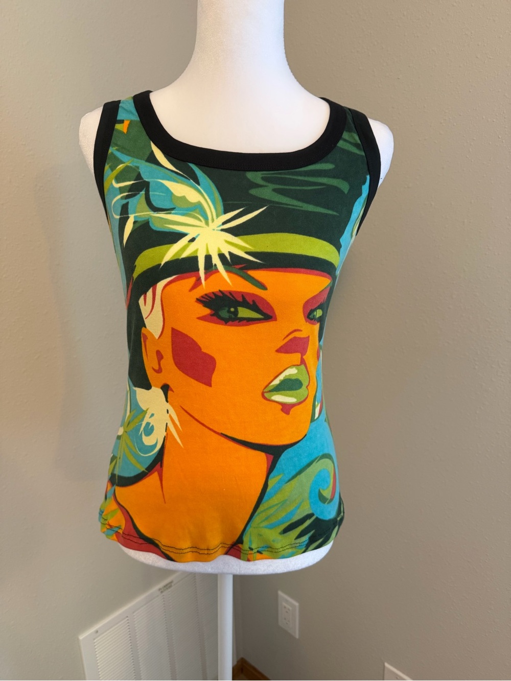Hayes Vibrant Orange & Green Graphic Tank Top for Women